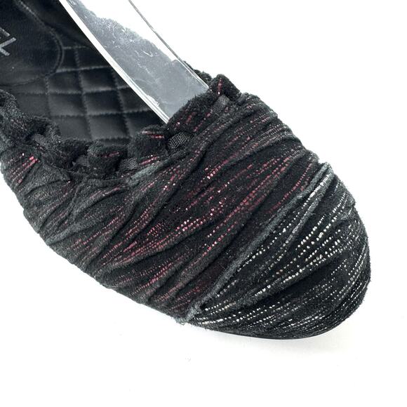 Chanel Black Fabric Ballet Flats with Pink Lurex Thread CC Logo 36.5 Rare Runway - Picture 7 of 12